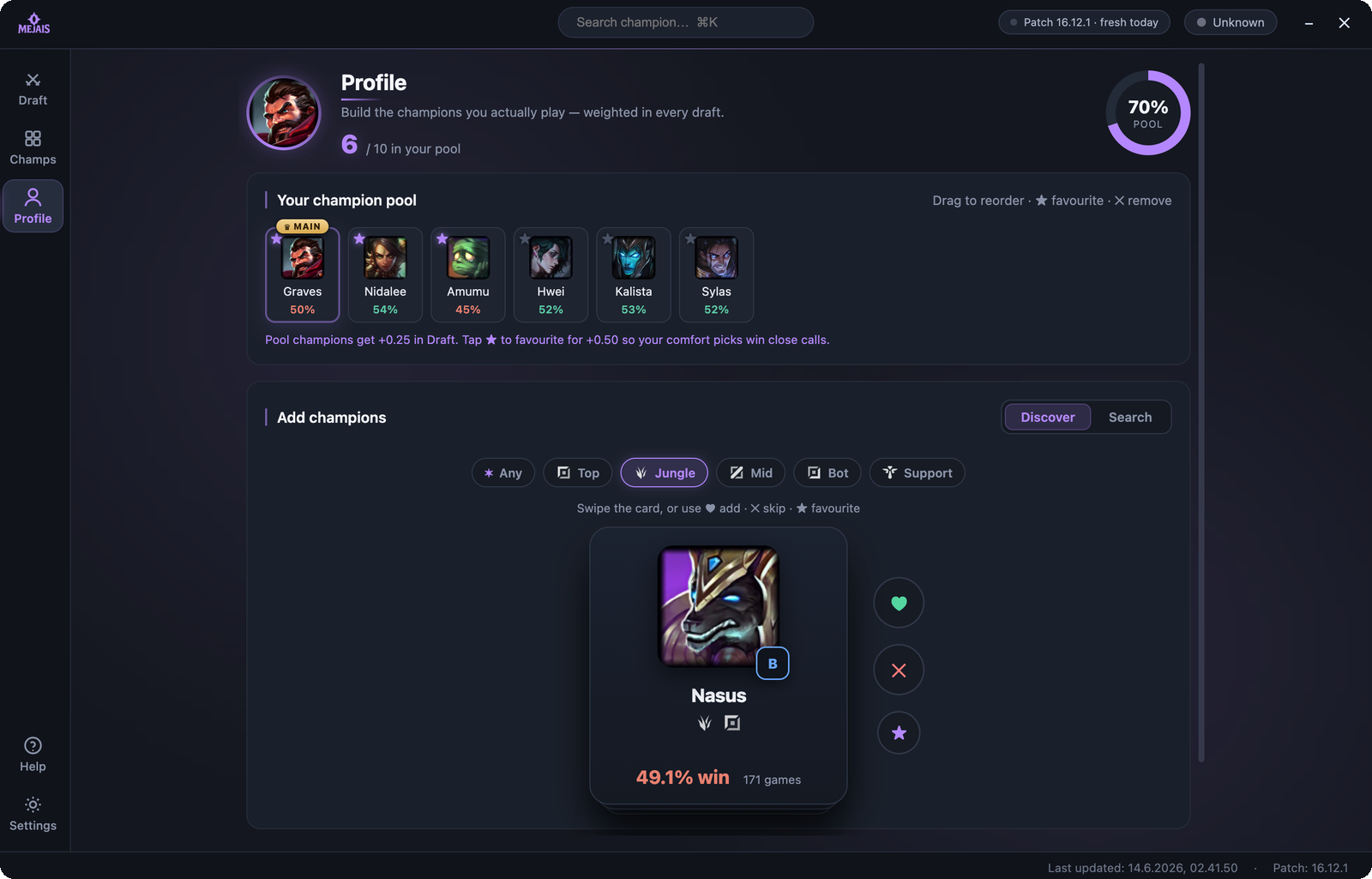Champion pool